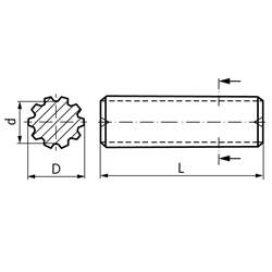 Zahnwelle DIN 5480, Technische Zeichnung
