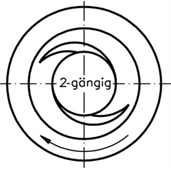 Trapezgewinde- Spindeln zweigängig rechts, Stahl, Länge 3m, Technische Zeichnung