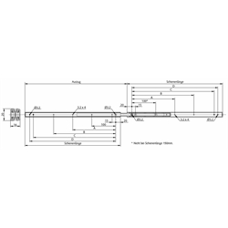 Auszugschienensatz DZ 2431 Schienenlänge 150mm hell verzinkt, Technische Zeichnung