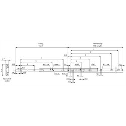 Auszugschienensatz DZ 3932 Schienenlänge 300mm hell verzinkt, Technische Zeichnung