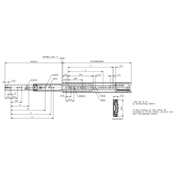 Auszugschienensatz DZ 3832 TR Schienenlänge 350mm hell verzinkt, Technische Zeichnung