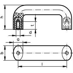 Bügelgriff 525 Länge 179mm Material Kunststoff schwarz , Technische Zeichnung