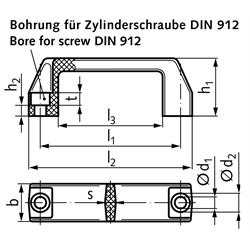 Bügelgriff 528 Länge 94mm Material PA , Technische Zeichnung