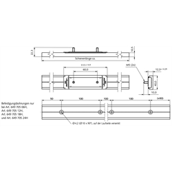 Schiene für Linearführung DA 0115 RC Material Aluminium Länge ca. 600mm, Technische Zeichnung