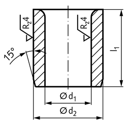 Zylindrische Bohrbuchse ähnlich DIN 179 - A 14,8 x 16, Technische Zeichnung