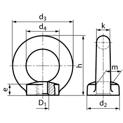 Ringmutter DIN 582 M20 Edelstahl A4 geschmiedet === Benutzerinformation: www.maedler.de im Bereich Downloads ===, Technische Zeichnung