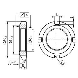 Nutmutter DIN 70852 M90x1,5 blank, Technische Zeichnung