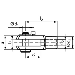 Gabelgelenke ähnlich DIN 71752 Aluminium KL, Technische Zeichnung