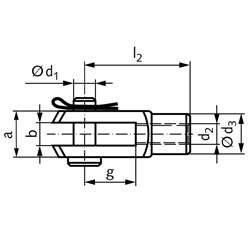 Gabelgelenke ähnlich DIN 71752 Aluminium SL, Technische Zeichnung