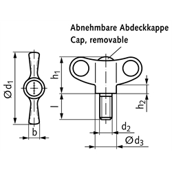 Flügelschrauben aus Thermoplast, Technische Zeichnung