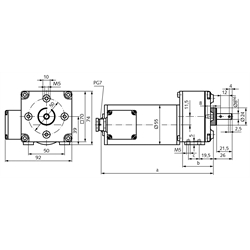 Getriebe GE/I, bis 2,4 Nm, für Kondensatormotor, Technische Zeichnung