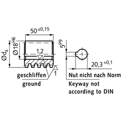 Präzisions-Schnecke Achsabstand 80mm i=50 , Technische Zeichnung