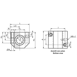 Linearkugellager-Einheiten KG-3-ST ISO-Reihe 3, mit geschlossenem Stahl-Linearkugellager, Technische Zeichnung