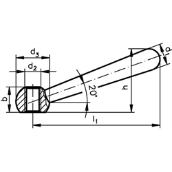 Kegelgriff DIN99 aus Stahl Ausführung N Kugeldurchmesser 25mm , Technische Zeichnung