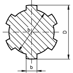 Keilwelle ähnlich DIN ISO 14 Profil KW 18x22 x 2000mm lang Stahl C45, Technische Zeichnung