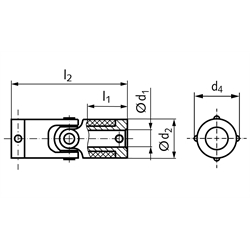Kreuzgelenke UKM aus Kunststoff, Technische Zeichnung