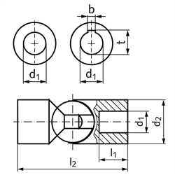 Kugelgelenk RW Bohrung 30H7 Material Stahl
Außendurchmesser 55mm Gesamtlänge 135mm 
 , Technische Zeichnung