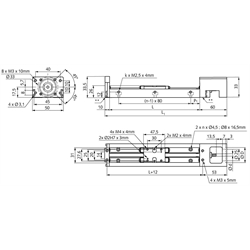 Kompaktlinearachse GKS2650-210-12N-P2 Steigung 2mm Hub 210mm Gesamtlänge 370mm, Technische Zeichnung