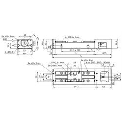 Kompaktlinearachse GKS3060-400-12N-P5 Steigung 5mm Hub 400mm Gesamtlänge 572,5mm, Technische Zeichnung