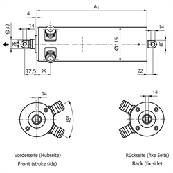 Linearantriebe MM 115, Außen-Ø 115 mm, 3x 400V AC, Technische Zeichnung