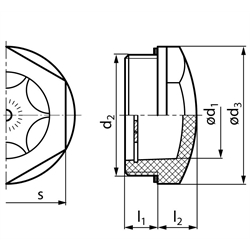 Ölschauglas 541 Polyamid PA-T Schauöffnung 30mm Gewinde M40x1,5, Technische Zeichnung