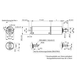 Planeten-Kleingetriebemotoren SFP Größe 2 mit Gleichstrommotor 24V, Technische Zeichnung