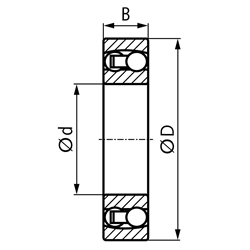 SKF Pendelkugellager 1210 ETN9 zweireihig Innen-Ø 50mm Außen-Ø 90mm Breite 20mm, Technische Zeichnung