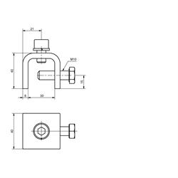 perma STAR VARIO Montageklemme 30mm 109957, Technische Zeichnung