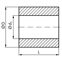 Rohr aus Sinterbronze Bohrung 98mm Außendurchmesser 142mm Länge 65mm , Technische Zeichnung