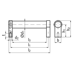 Rohrgriff 333.1 Länge 400 mm d1 28mm Material Aluminium eloxiert , Technische Zeichnung