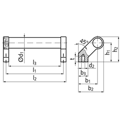 Rohrgriff 333 Länge 400 mm Material Aluminium eloxiert , Technische Zeichnung