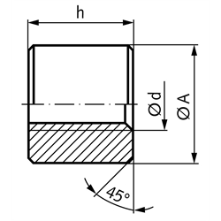 Runde Trapezgewindemutter ähnlich DIN 103 Tr.10 x 3 eingängig links Länge 20mm Aussendurchmesser 22mm Stahl C35Pb , Technische Zeichnung