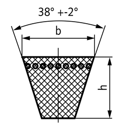 Hochleistungs-Schmalkeilriemen XPZ EPDM Wirklänge 1180 mm, Technische Zeichnung