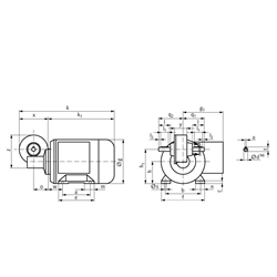 Schneckengetriebemotor MEK 90 Watt 230/400V 50Hz IE1 i=50:1 Abtriebsdrehzahl ca. 28 /min Md2=11Nm (Betriebsanleitung im Internet unter www.maedler.de im Bereich Downloads), Technische Zeichnung