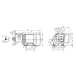 Schneckengetriebemotor MZ 120 Watt 230/400V 50Hz IE2 i=400:1 Abtriebsdrehzahl ca. 7 /min zulässiges Md2=7,4Nm (Betriebsanleitung im Internet unter www.maedler.de im Bereich Downloads), Technische Zeichnung