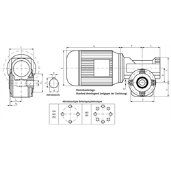 Schneckengetriebemotor HMD/I Grundausführung Getriebegröße 063 n2=144 /min 1,1kW 230/400V 50Hz IE3 Abtrieb Hohlwelle (Betriebsanleitung im Internet unter www.maedler.de im Bereich Downloads), Technische Zeichnung