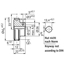 Schneckenräder - Achsabstand 33 mm, Technische Zeichnung