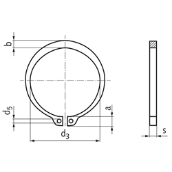 Sicherungsring DIN 471 30mm Edelstahl 1.4122 Achtung: Reduzierte Federkräfte und abweichende mechanische Eigenschaften gegenüber Federstahl, Technische Zeichnung