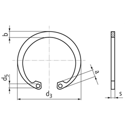 Sicherungsring DIN 472 52mm Federstahl, Technische Zeichnung