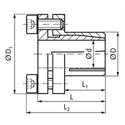 Mini Spannbuchsen MSM-N, rostfrei, Bohrung 6 bis 14mm, Technische Zeichnung