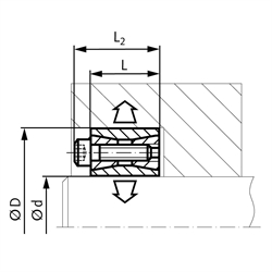 Spannsatz COM-A Edelstahl 1.4401 Bohrung 75mm Größe 75-115, Technische Zeichnung