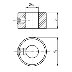 Stellring DIN703 Bohrung 35mm blank Gewindestift 12.9 mit Innensechskant, Technische Zeichnung