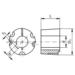 Taper-Spannbuchse 3535 Bohrung 48mm , Technische Zeichnung