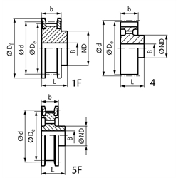 Zahnriemenräder H 100, Technische Zeichnung