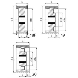 Zahnriemenräder HTD 14M-Taper für Riemenbreite 40 mm, Technische Zeichnung