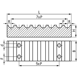 Klemmplatte aus Aluminium für Zahnriemen Profil HTD 8M Riemenbreite 50mm , Technische Zeichnung