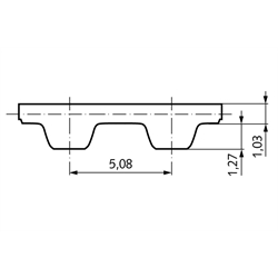 Zahnriemen XL 025, Technische Zeichnung