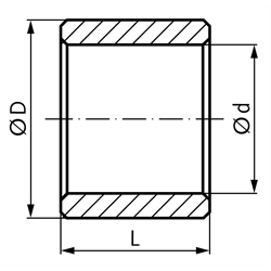 Zylinderbuchse geschlitzte Ausführung 25 x 28 x 40 mm , Technische Zeichnung